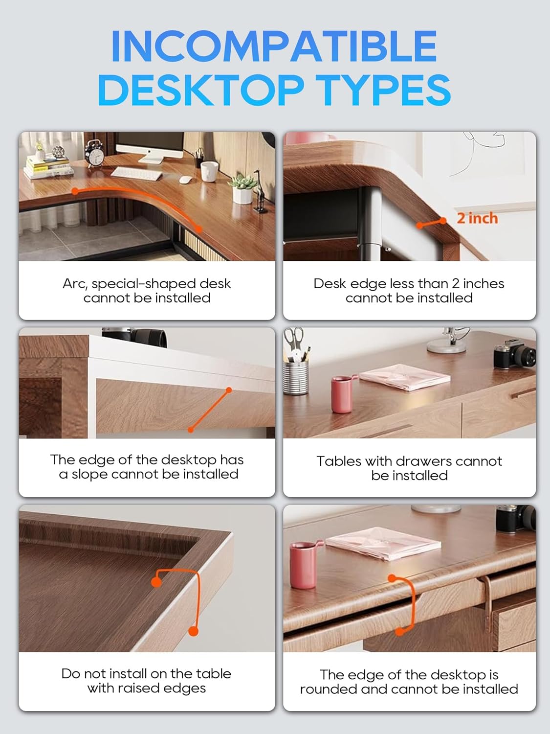 No Drill Under Desk Cable Management Tray, Black