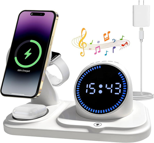 6 in 1 Wireless Charging Station with Bluetooth Speaker Fuction