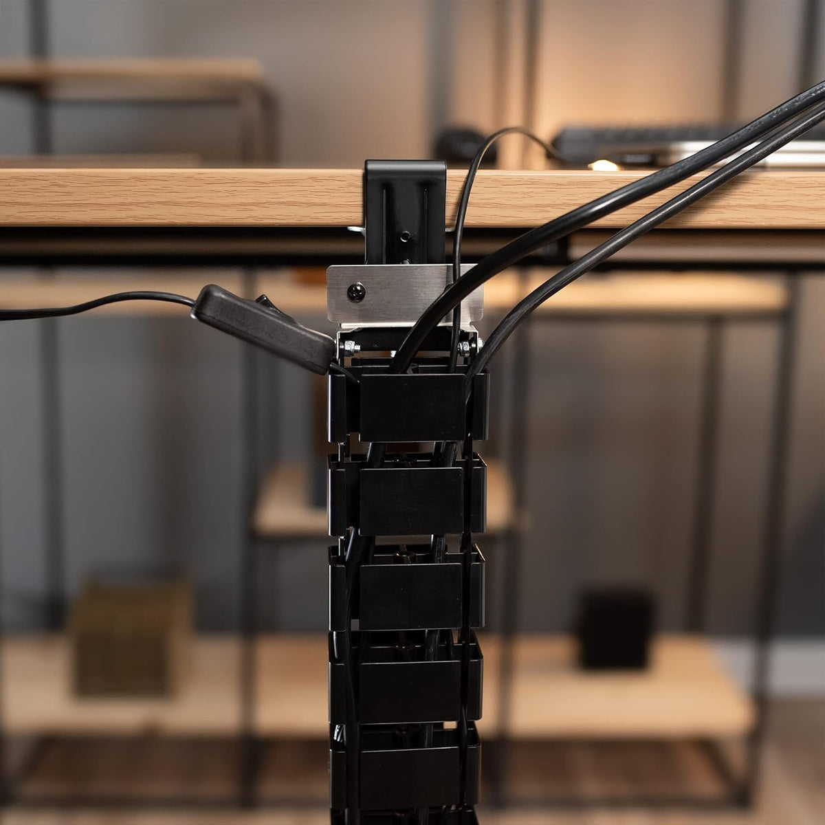 No Drill Clamp-on Desk Vertebrae Cable Management Kit