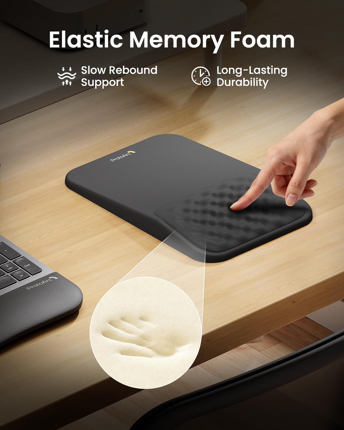 Ergonomic Mouse Pad with Wrist Rest, 12x8, Black