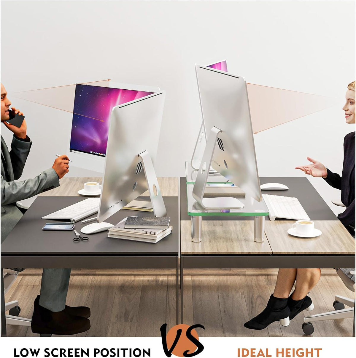 Computer Monitor Riser with Height Adjustable Multi Media