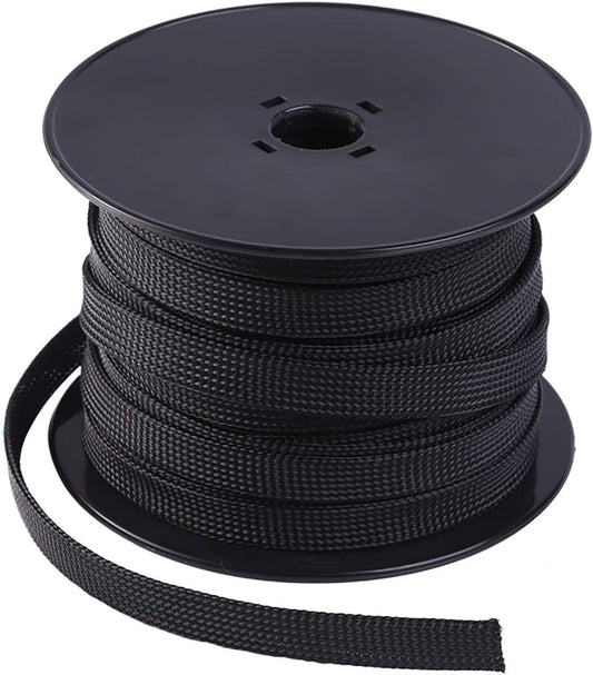 100ft, 1/4 inch PET Braided Expandable Cable Sleeve