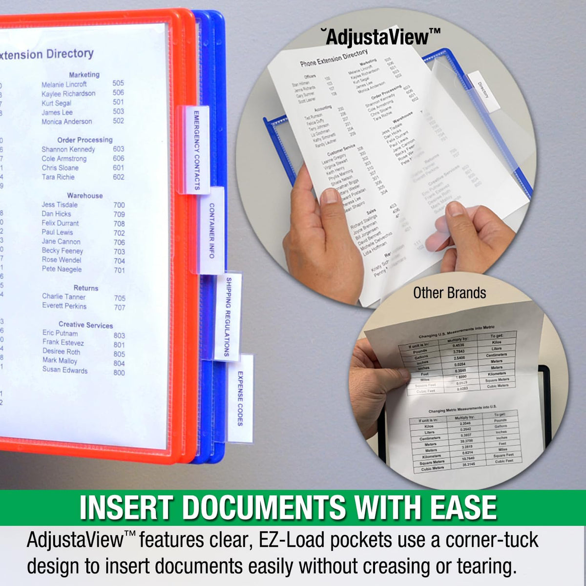 AdjustaView 10-Pocket Wall Reference Organizer with Easy-Load Pockets
