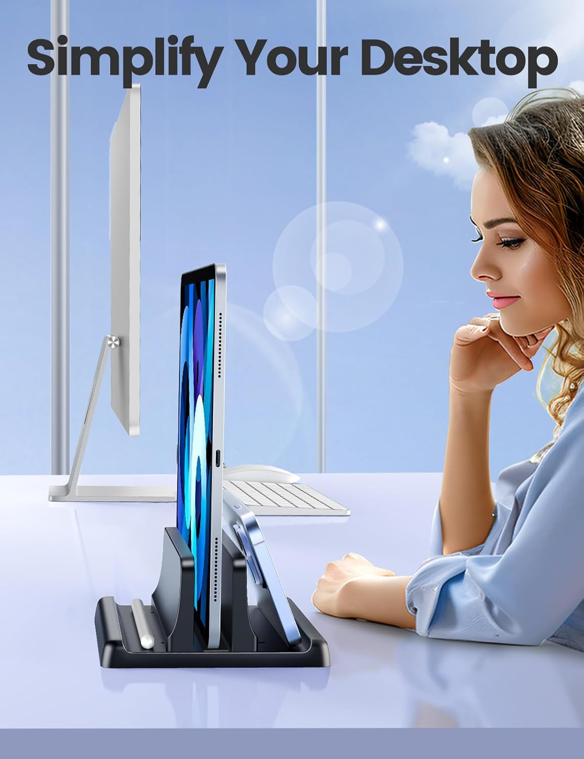 Vertical Laptop Stand Holder Organizer Plastic Adjustable Desktop