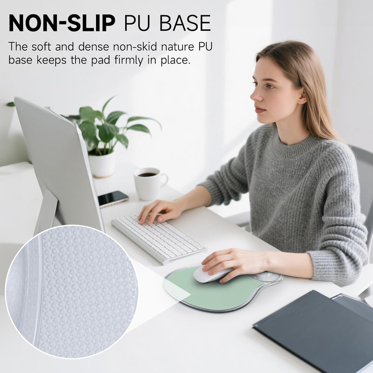 Ergonomic Mouse Pad with Gel Wrist Support, Green