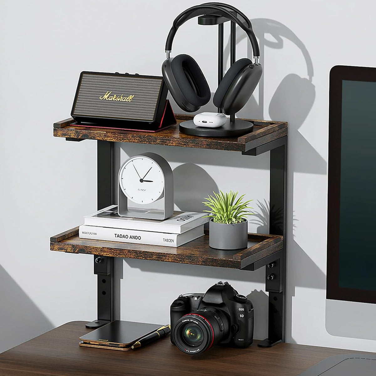 2-Tier Desk Shelf, Expandable Under Desk Storage