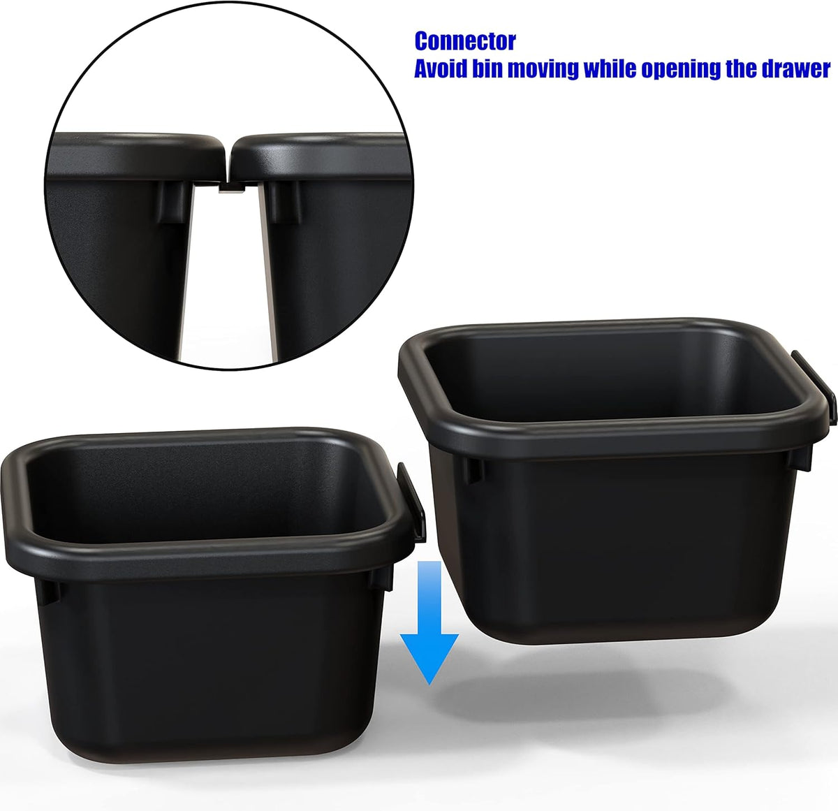 Interlocking Desk Drawer Bins Organizer, 10 Packs, Black
