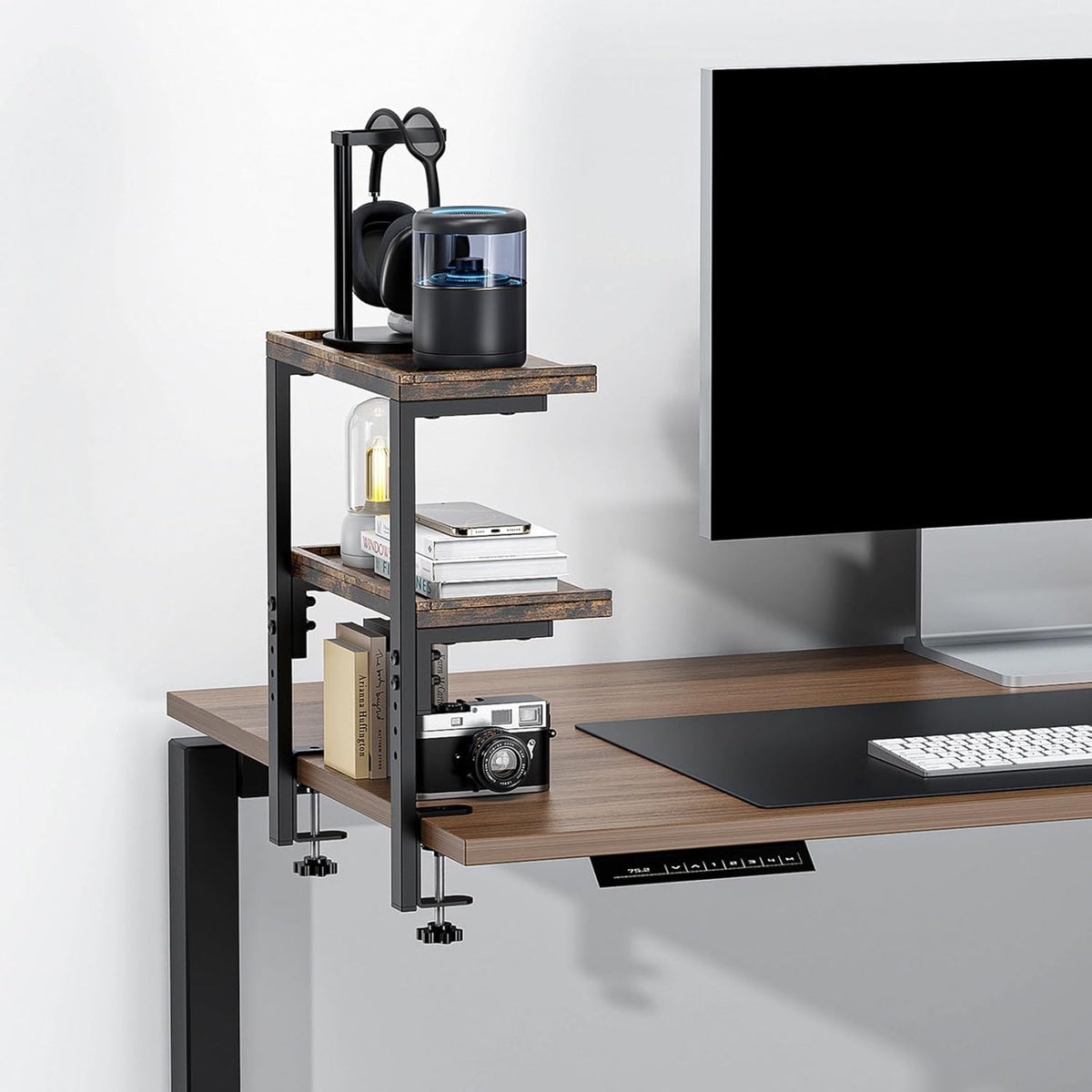 2-Tier Desk Shelf, Expandable Under Desk Storage