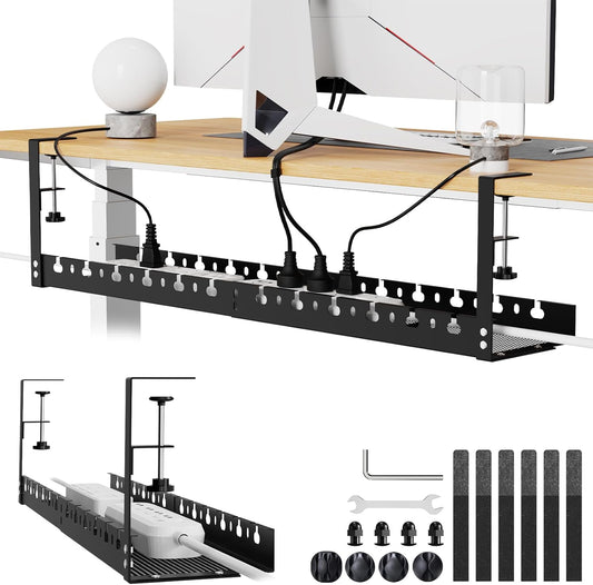 Under Desk Cable Management Raceway Clamp 2 Hole 31 Inch No Drill