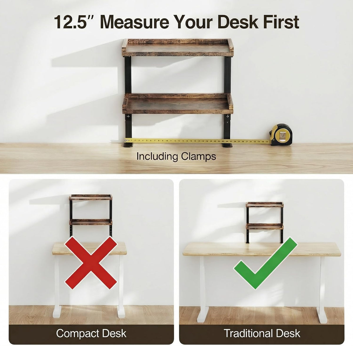 Clamp On Desk Shelf 2-Tier