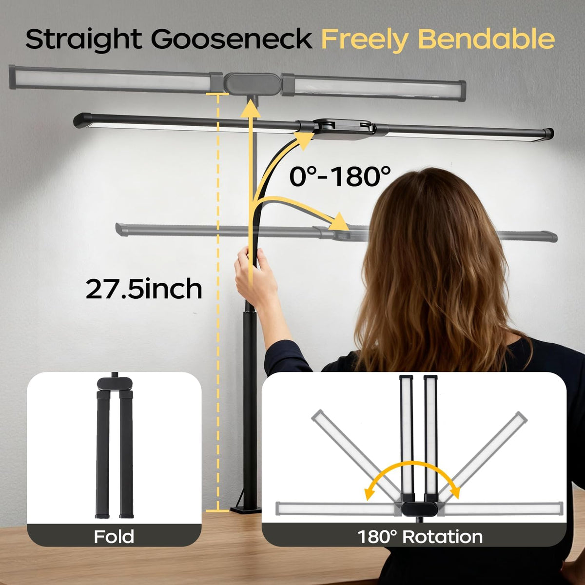 LED Desk Lamp with Clamp, Black