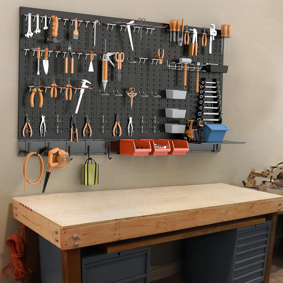Metal Pegboard Wall Organizer System