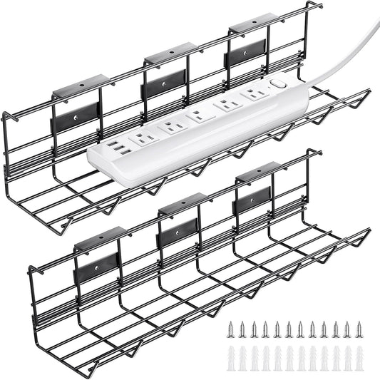 Under Desk Cable Management Tray, 2 Pack