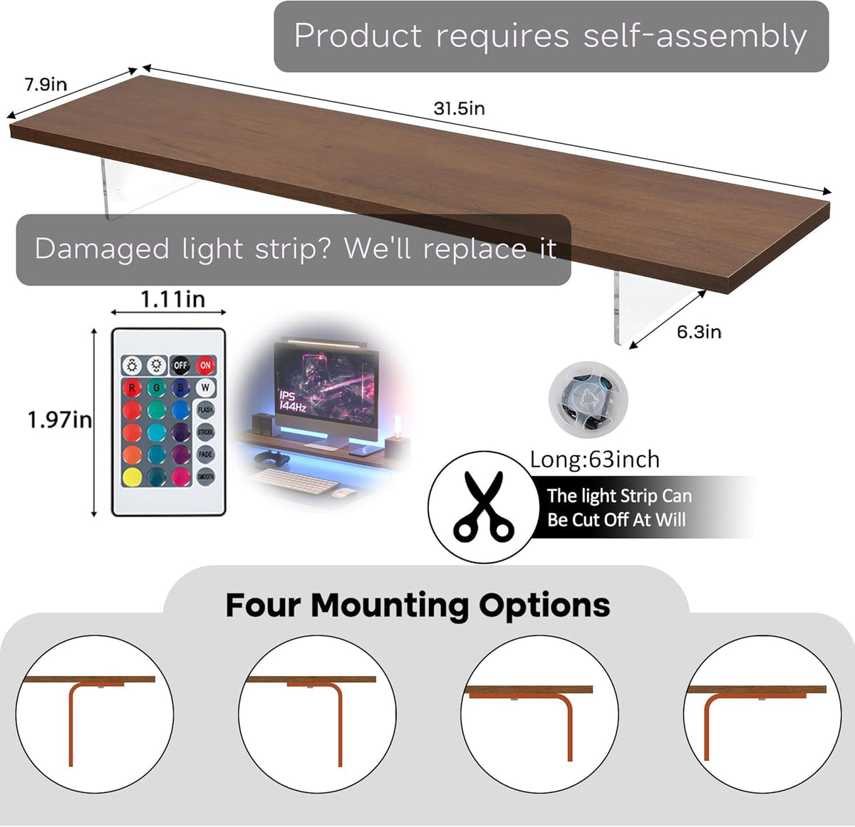 Monitor Stand Riser, Wood