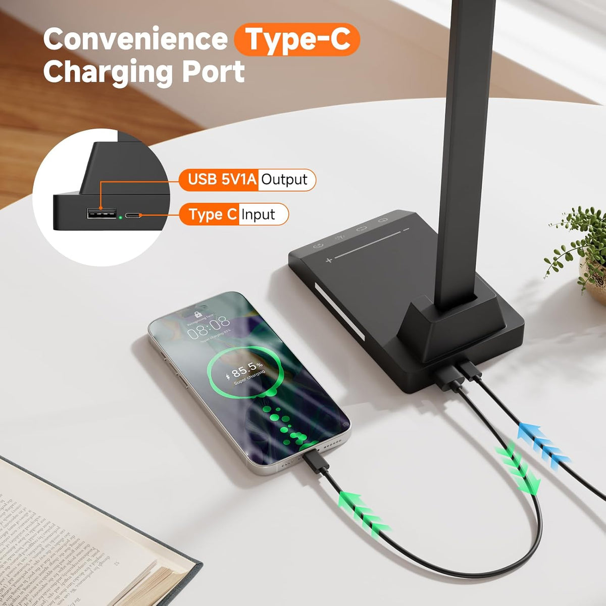 LED Desk Lamp with USB-C Charging Port