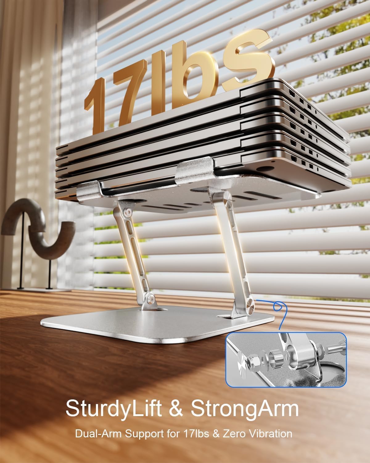Laptop Stand , Adjustable Metal Foldable Laptop Riser Holder