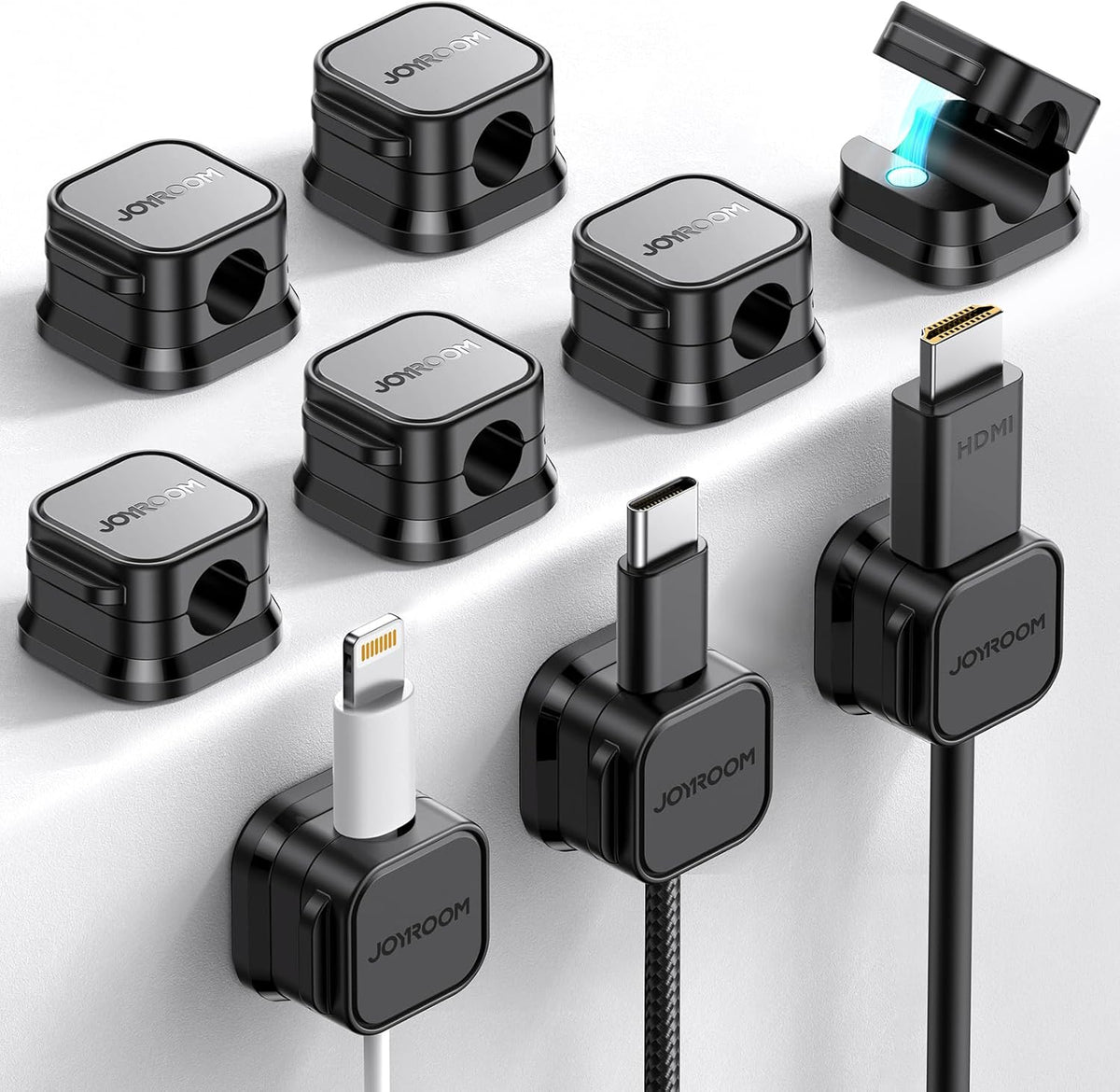 Magnetic Cable Clips [Cable Smooth Adjustable] Cord Holder, 9 Pack