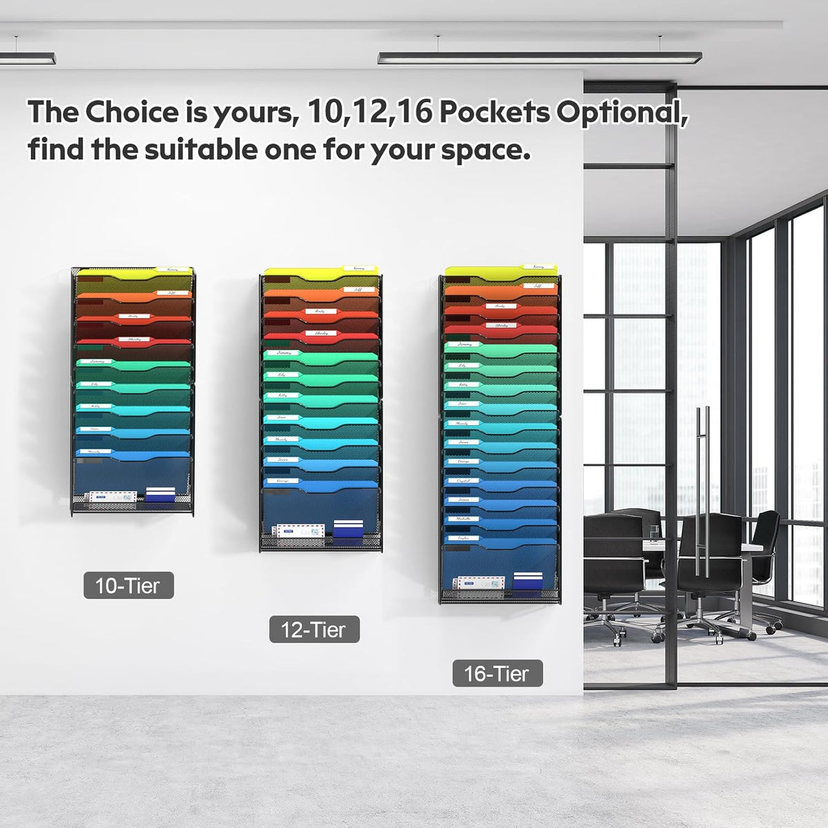 16 Tier Wall File Organizer Hanging Wall File Holder Wall Mount Paper