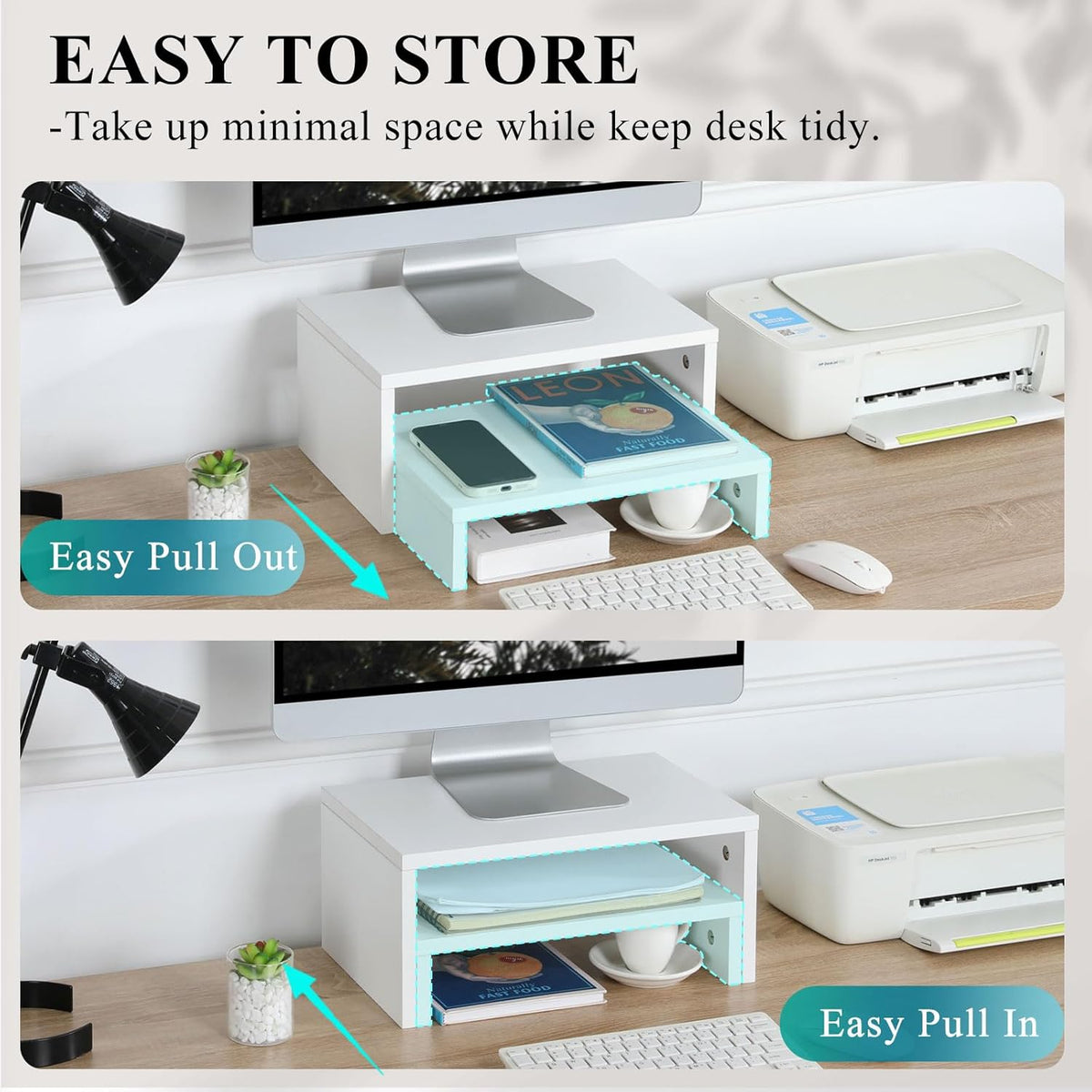 Adjustable White Monitor Stand Riser