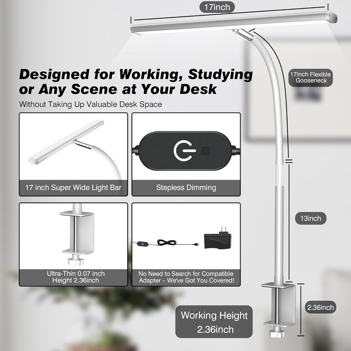 LED Desk Lamp, White