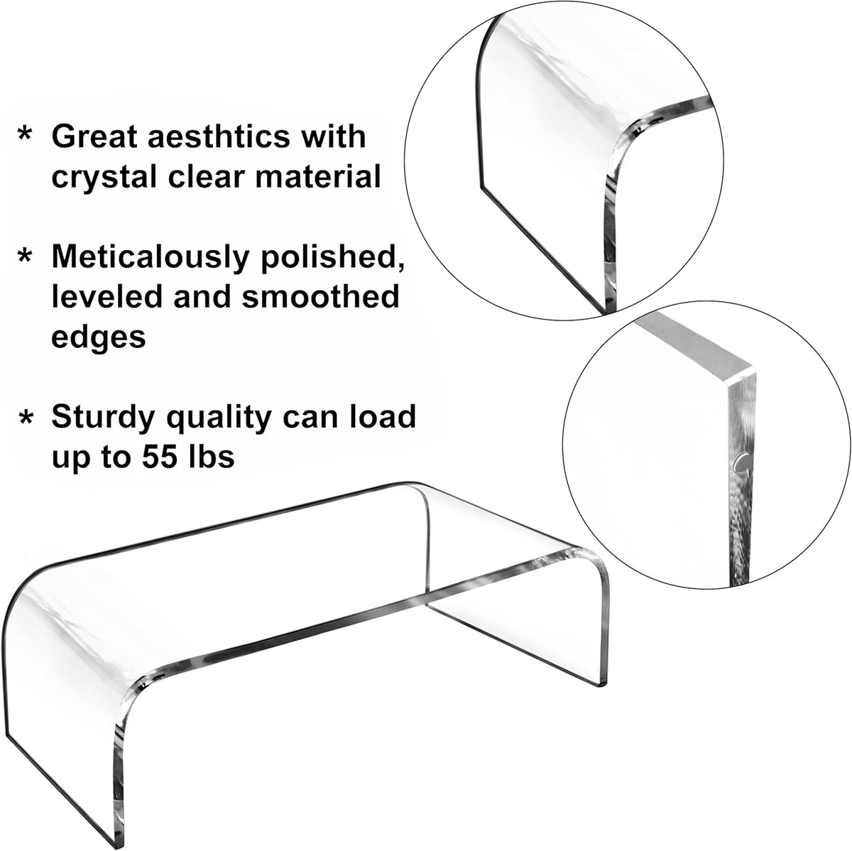 AMT Premium Acrylic Clear Monitor Riser Laptop/PC/Multimedia Monitor