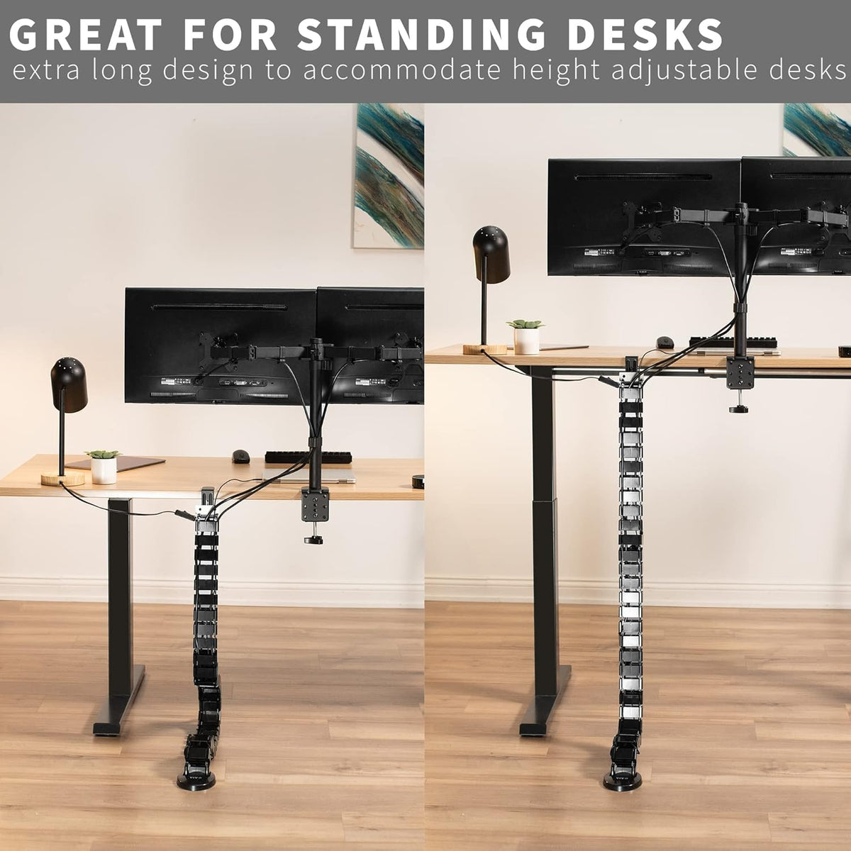 No Drill Clamp-on Desk Vertebrae Cable Management Kit