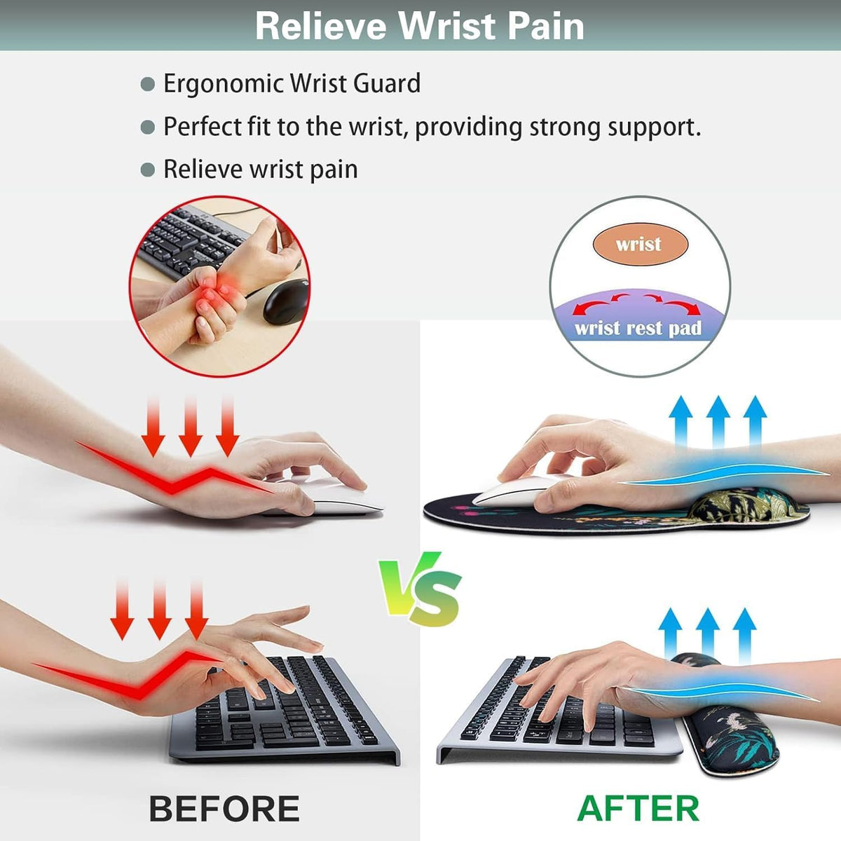 Mouse Pad with Wrist Rest Set