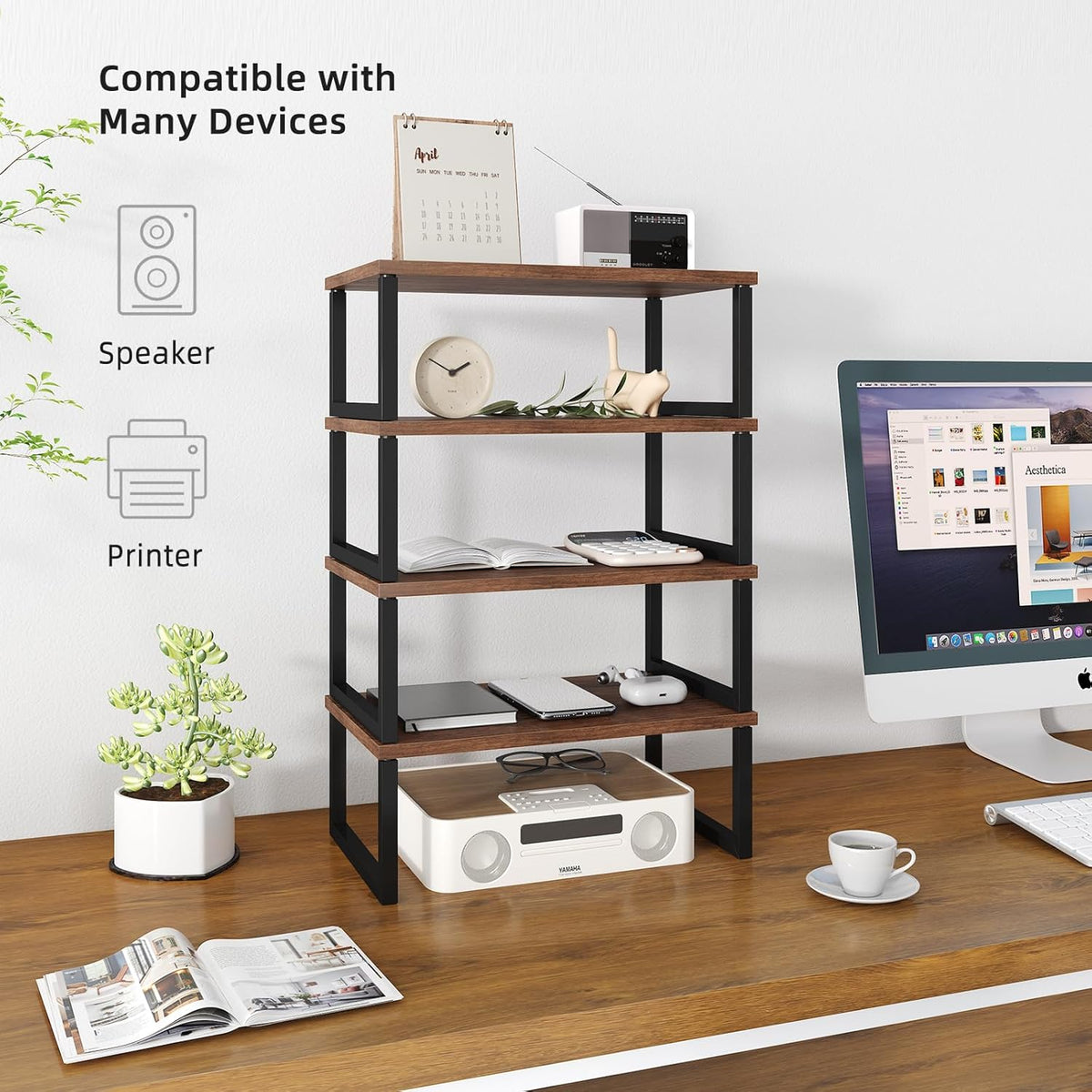 Monitor Stand Riser, 2 Pack, Brown