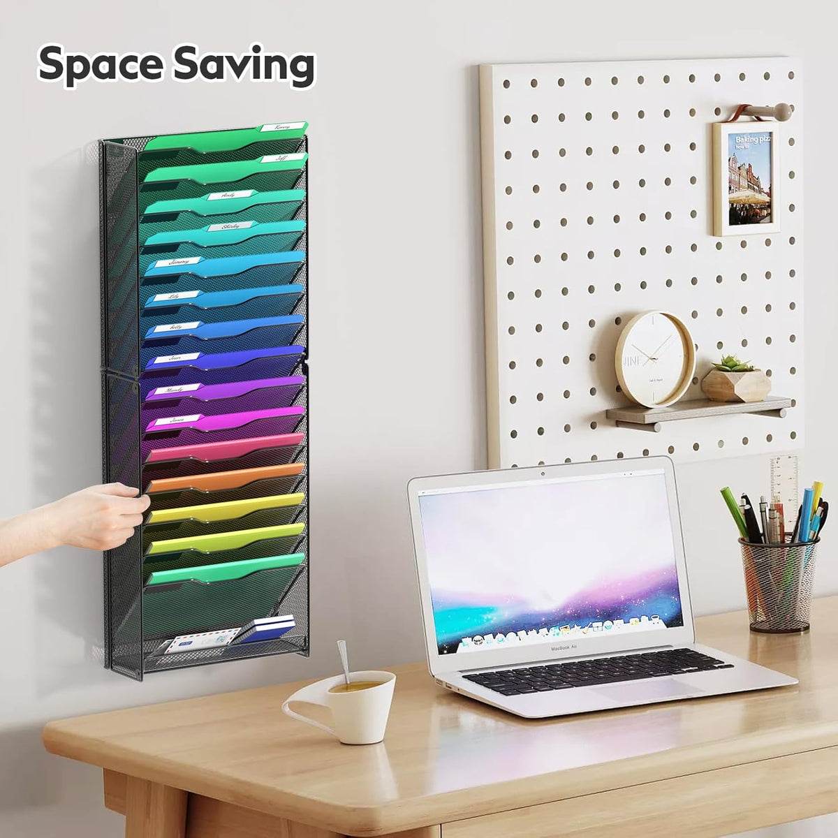 16 Tier Wall File Organizer Hanging Wall File Holder Wall Mount Paper
