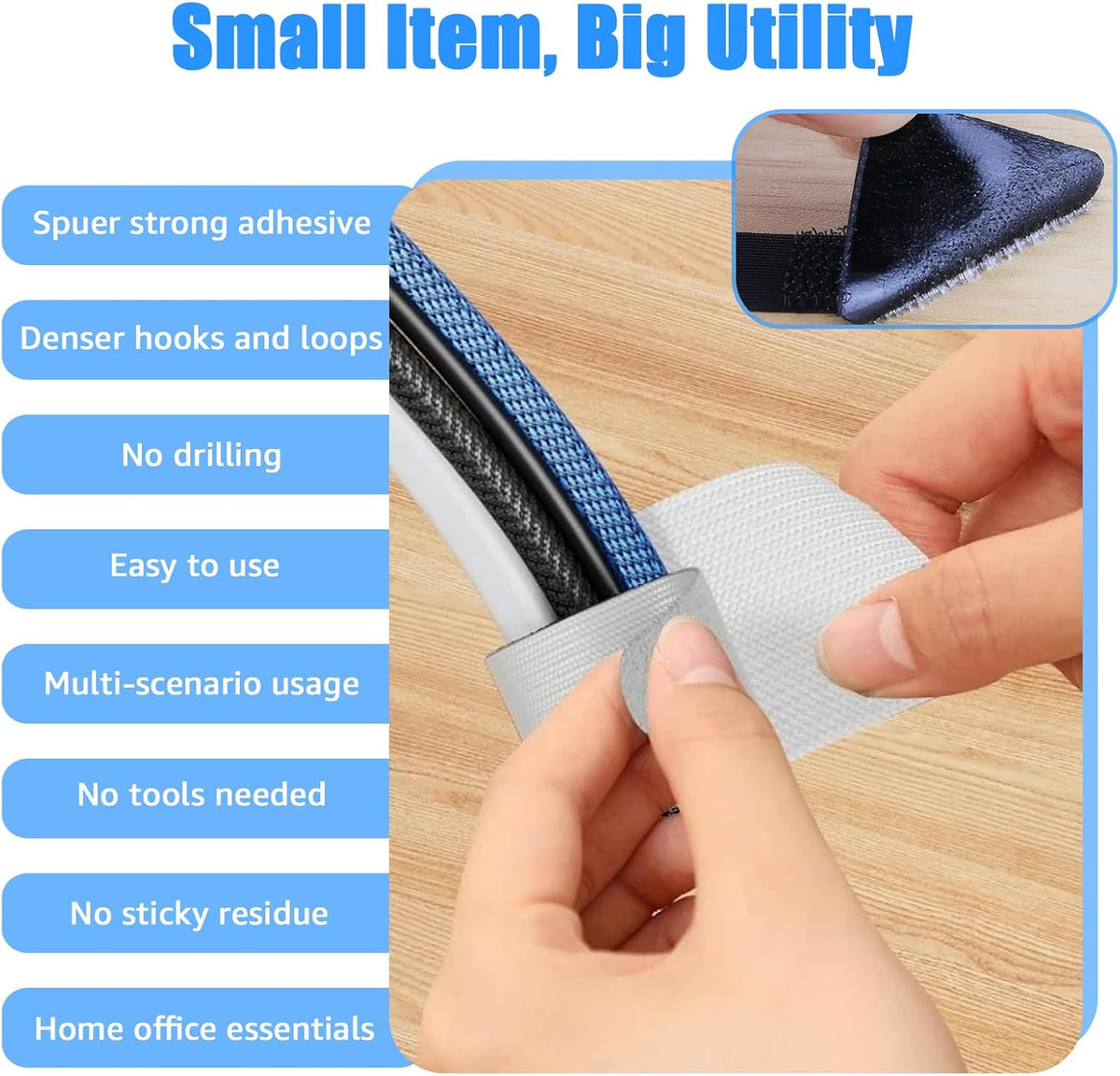 Hook and Loop Cable Ties, 80PCS