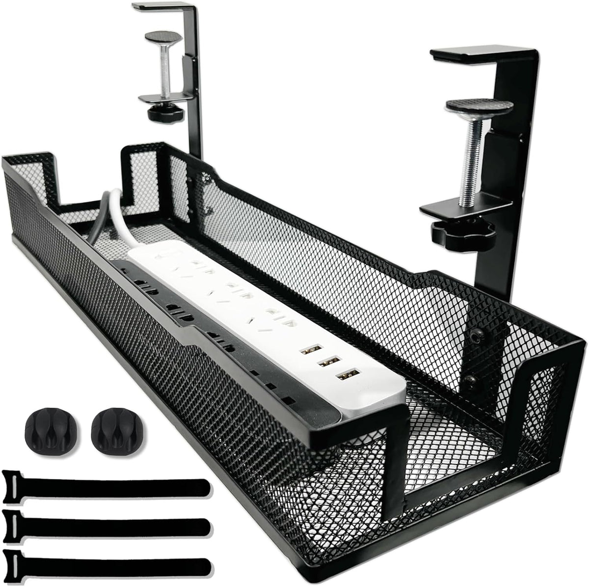 No Drill Under Desk Cable Management Tray with clamp-Premium Wire