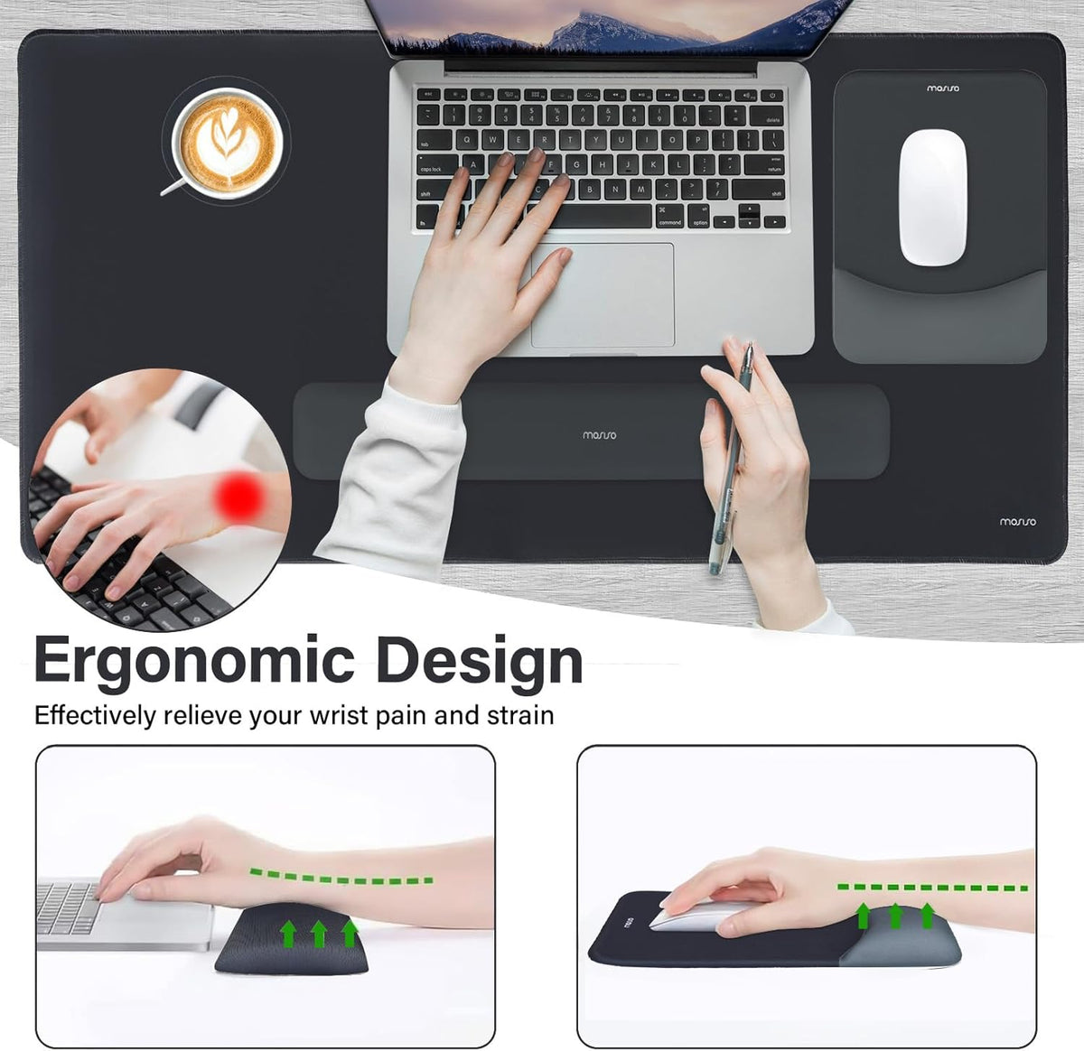 Keyboard Mouse Pad Set, Gray
