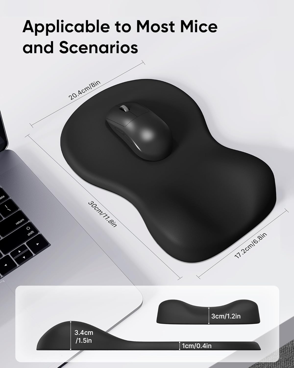Ergonomic Mouse Pad with Wrist Rest, Black