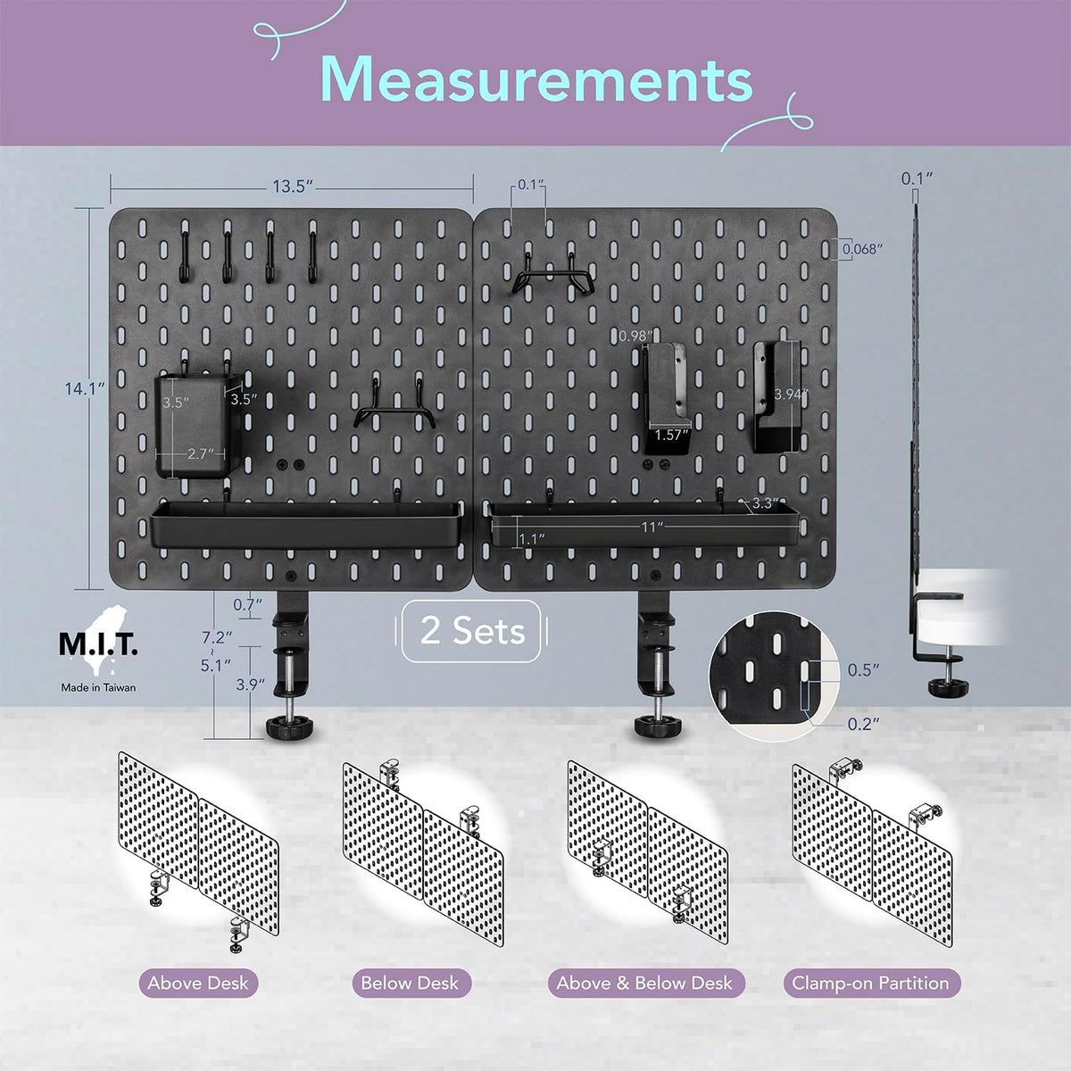 Clamp-On Desk Pegboard