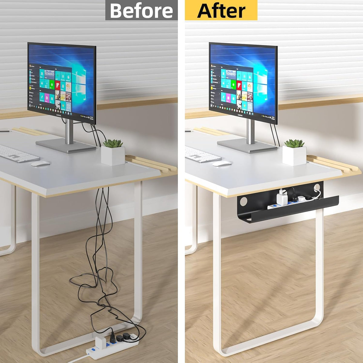 Cable Management Under Desk, 2 Pack