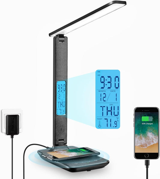 Desk Lamp with Wireless Charger: USB Charging Port