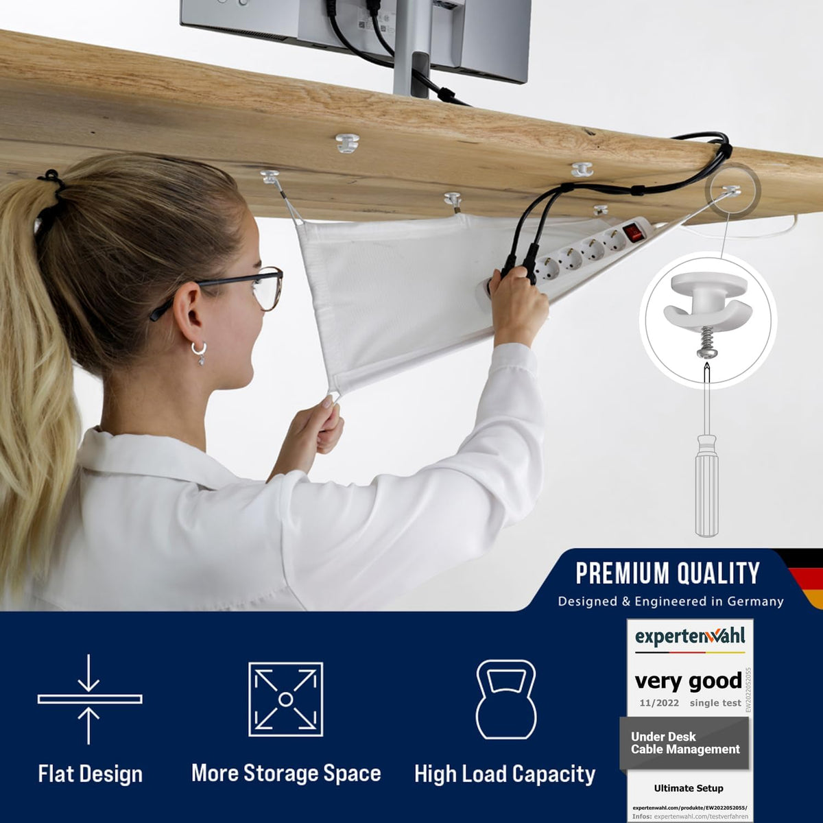 Cable Management net, Under Desk Wire Management, White