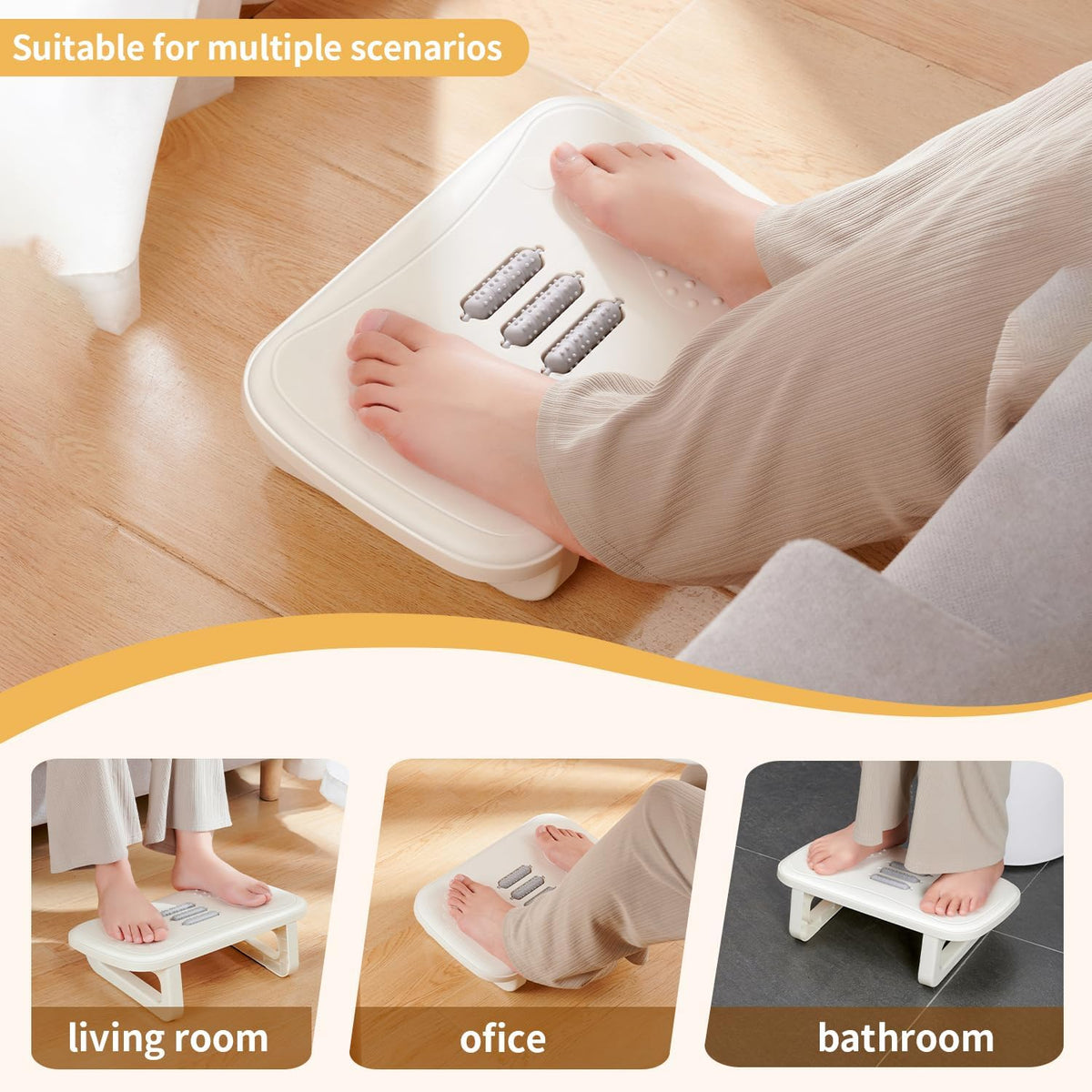 Ergonomic Foot Rest with Massage Rollers