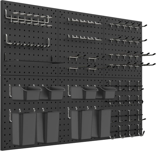 Peg Board Kit, Includes Pegboard and Accessories, Black