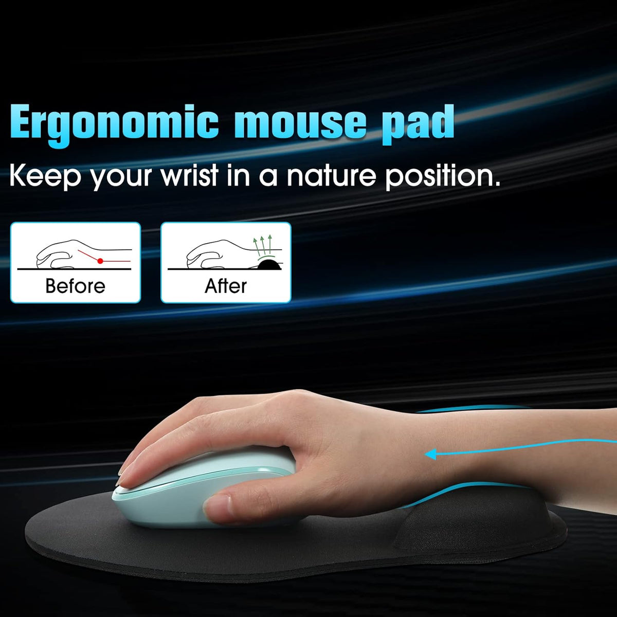 Ergonomic Mouse Pad with Wrist Rest Support Gel Memory Foam