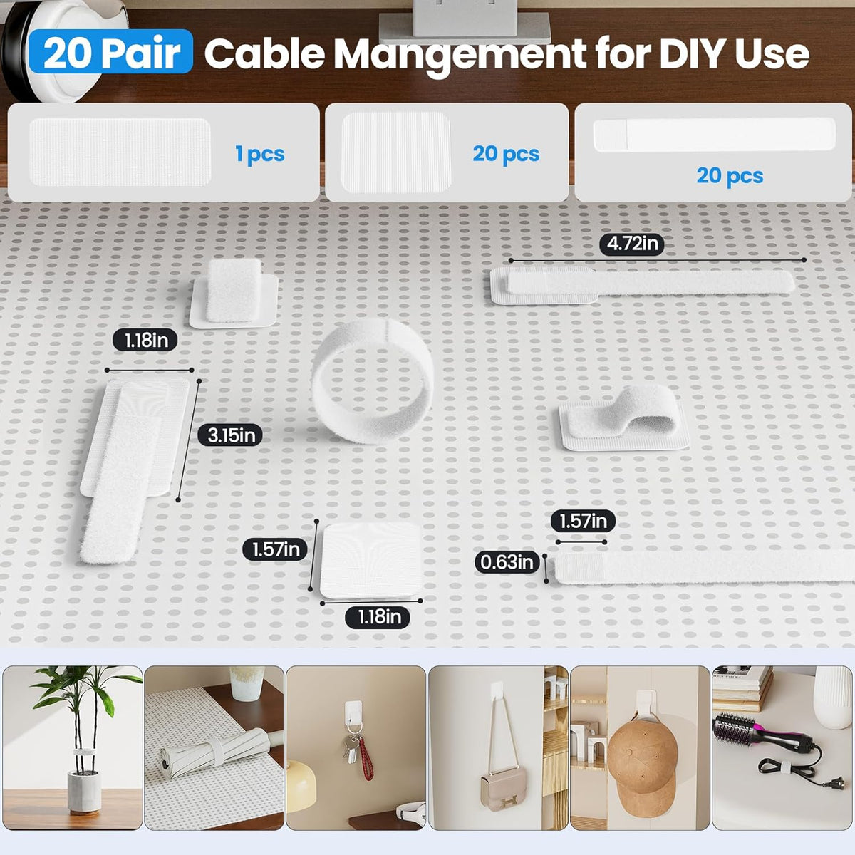 Cable Management Under Desk, White