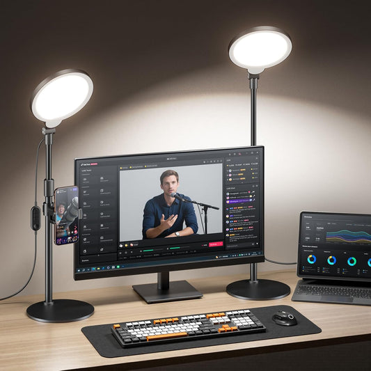 2 Packs Desk Ring Light with Stand