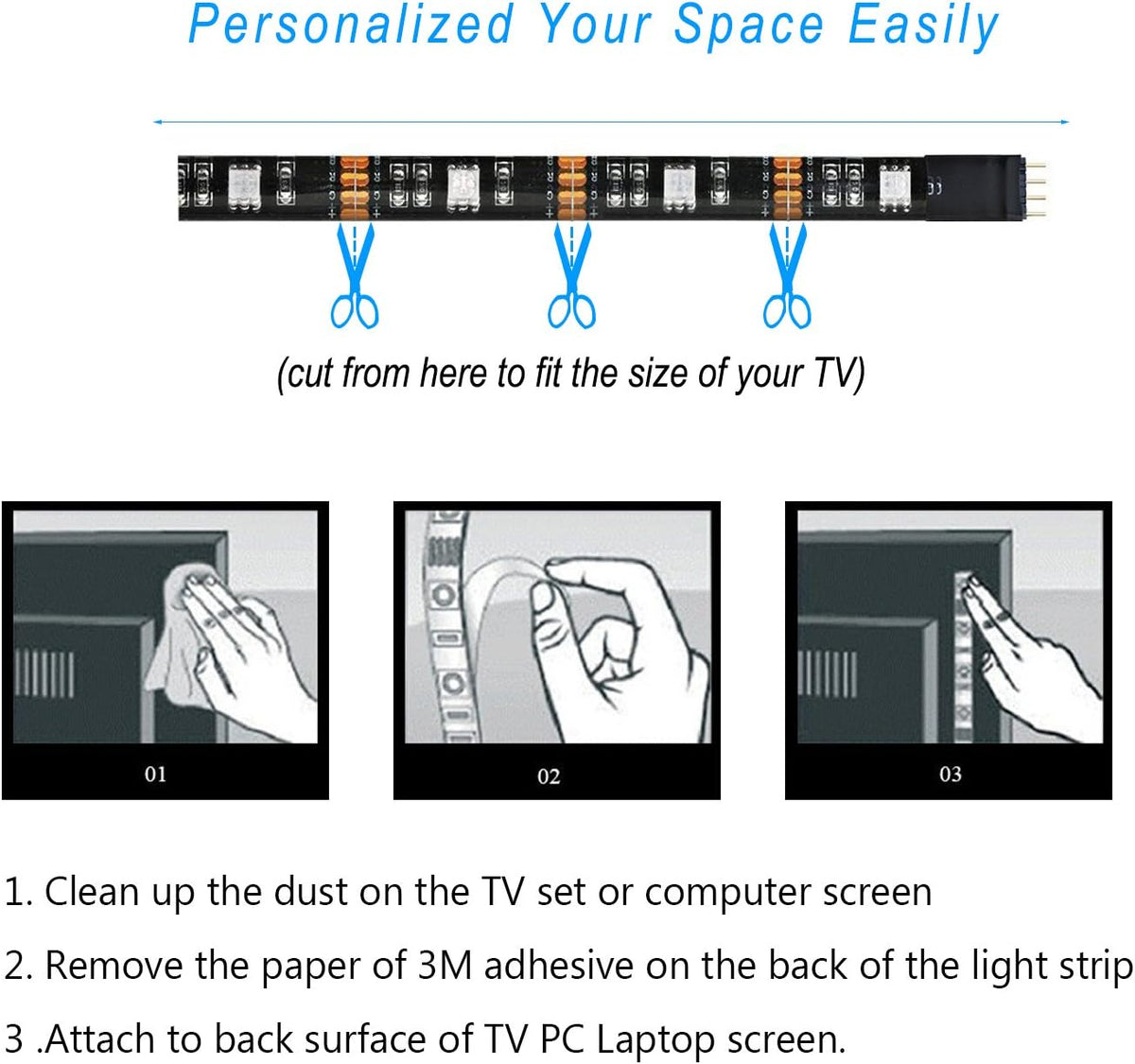 LED TV Backlight, SMY USB LED Strip Light