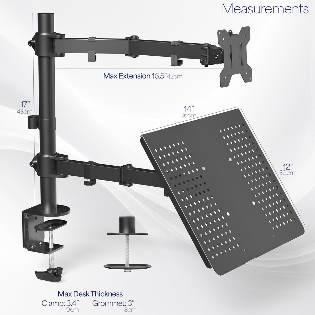 Black Fully Adjustable 13 to 32 inch Single Computer Monitor