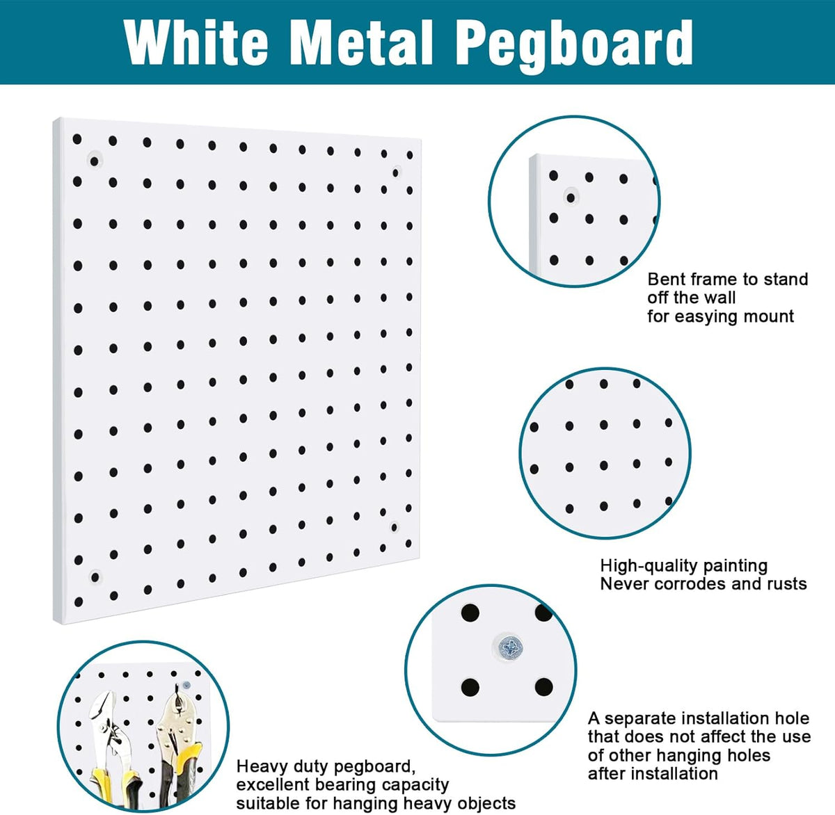 Peg Board Kit, Includes Pegboard and Accessories, White
