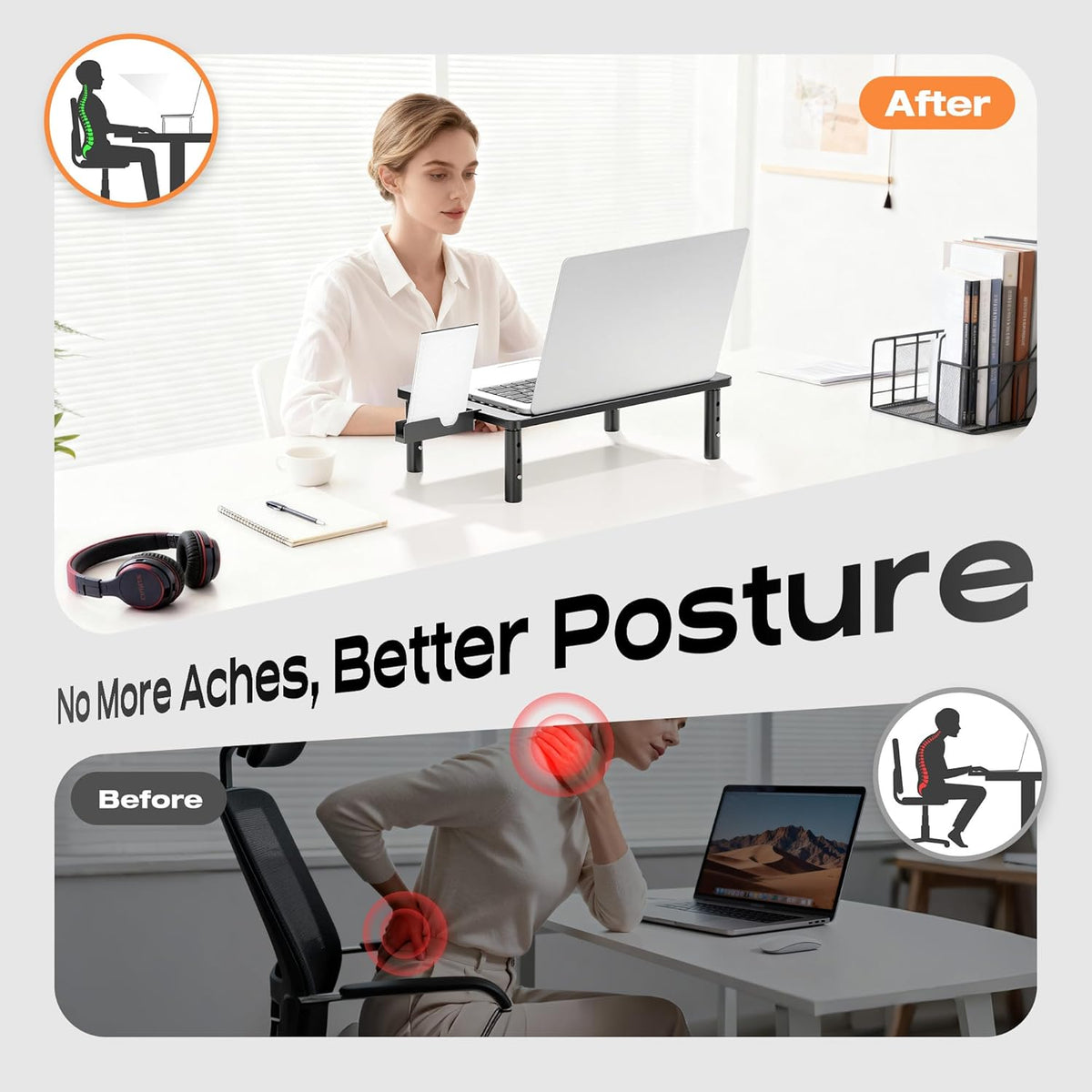 Computer Monitor Stand Riser, 2 Pack