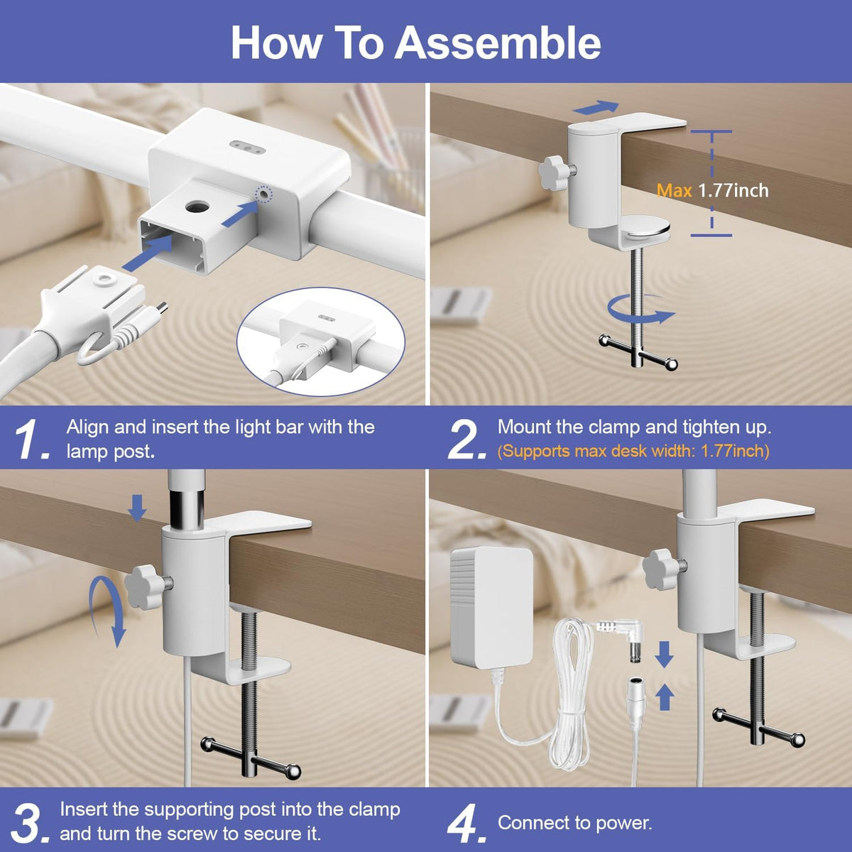 LED Desk Lamp, 24W Double Head Desk Light