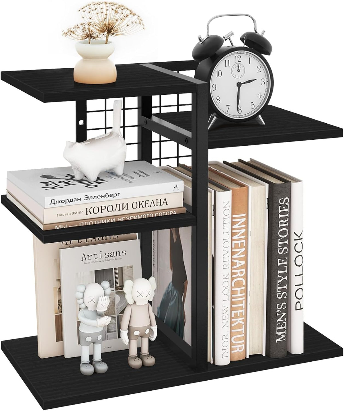 Desktop Bookshelf, 4 Tier Wood Desk Organizer Shelf
