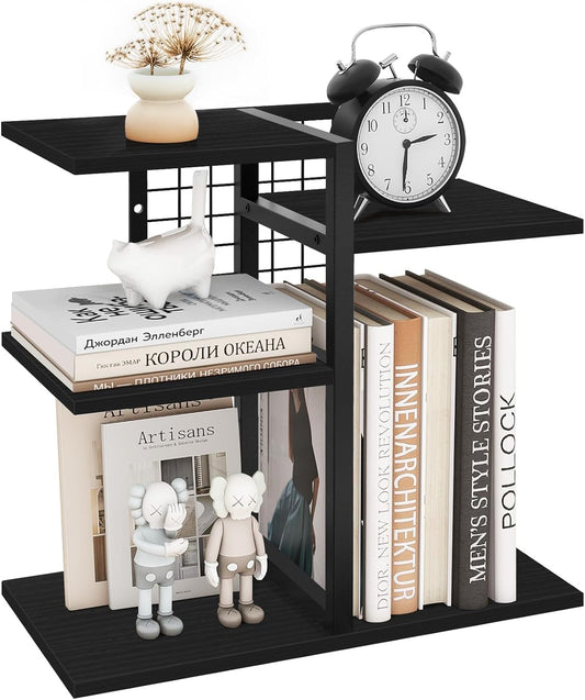 Desktop Bookshelf, 4 Tier Wood Desk Organizer Shelf