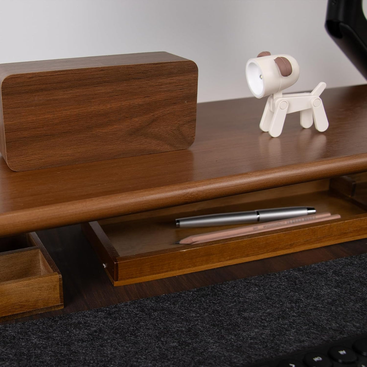 Bamboo Monitor Stand Riser with Acrylic Legs, 31.5 Inches
